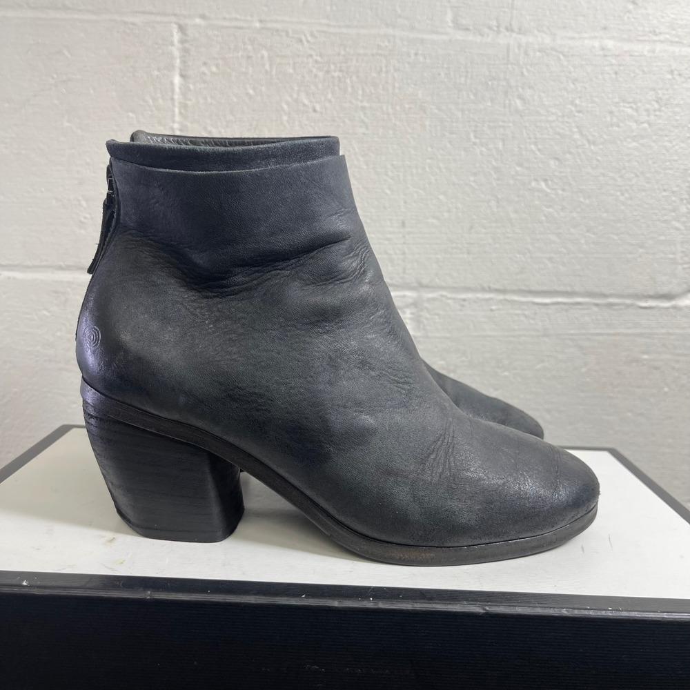 Marsell Women's Ankle Boots Black Leather Back Zipper Sz‎ 38 EU/8 US Made In USA
